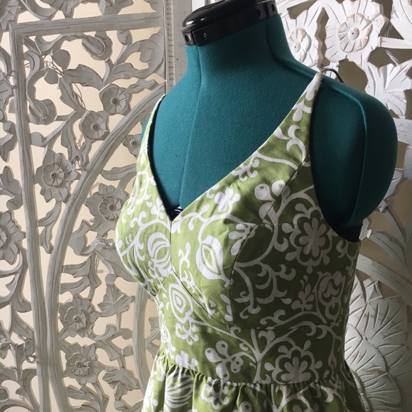 ANN TAYLOR - SILK, Green, Floral, Party Dress - Picture 3 of 8